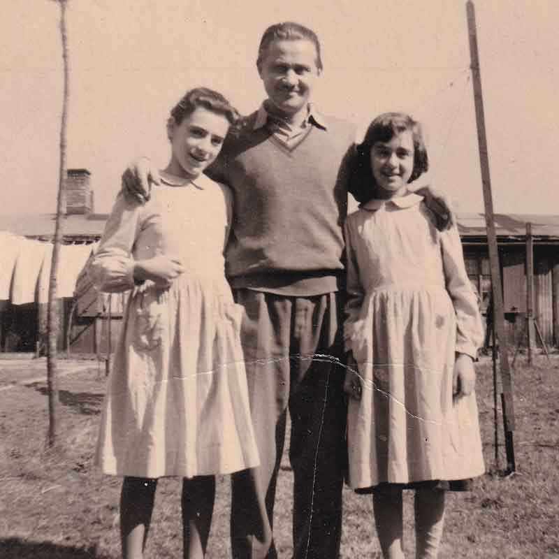 Theresa, age 6, and sister Gabriella, age 4, in 1950 in Eger, Hungary. The photo was taken shortly before their father was sent to prison.